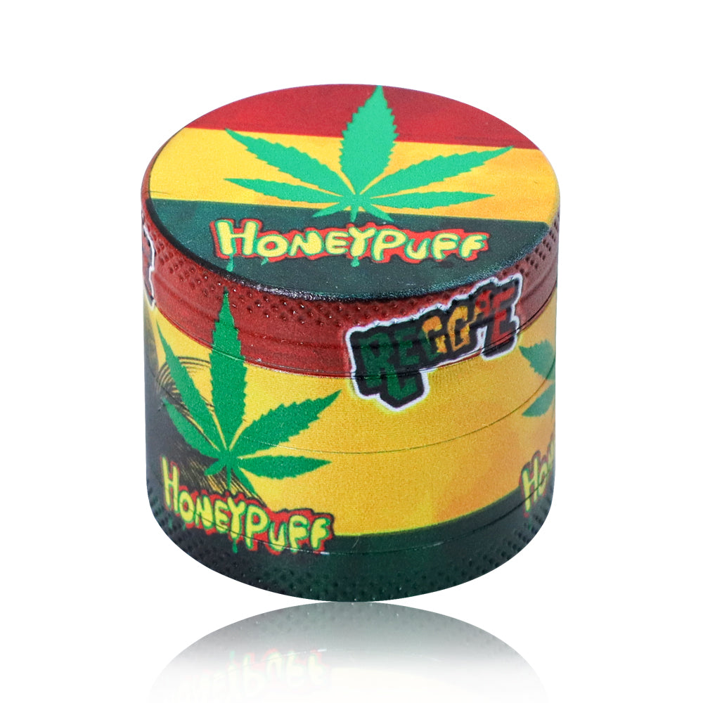 HONEYPUFF 40 mm Zinc Metal Herb Grinder, Rasta Style 4 Lay Smoker Grinder, 6 PCS / Box
