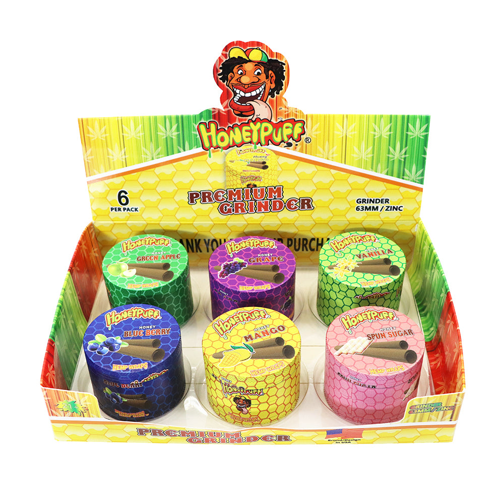 HONEYPUFF 4 Lay Zinc Metal Tobacco Grinder, 63 mm Herb Grinder, Easy Clean Herb Grinders