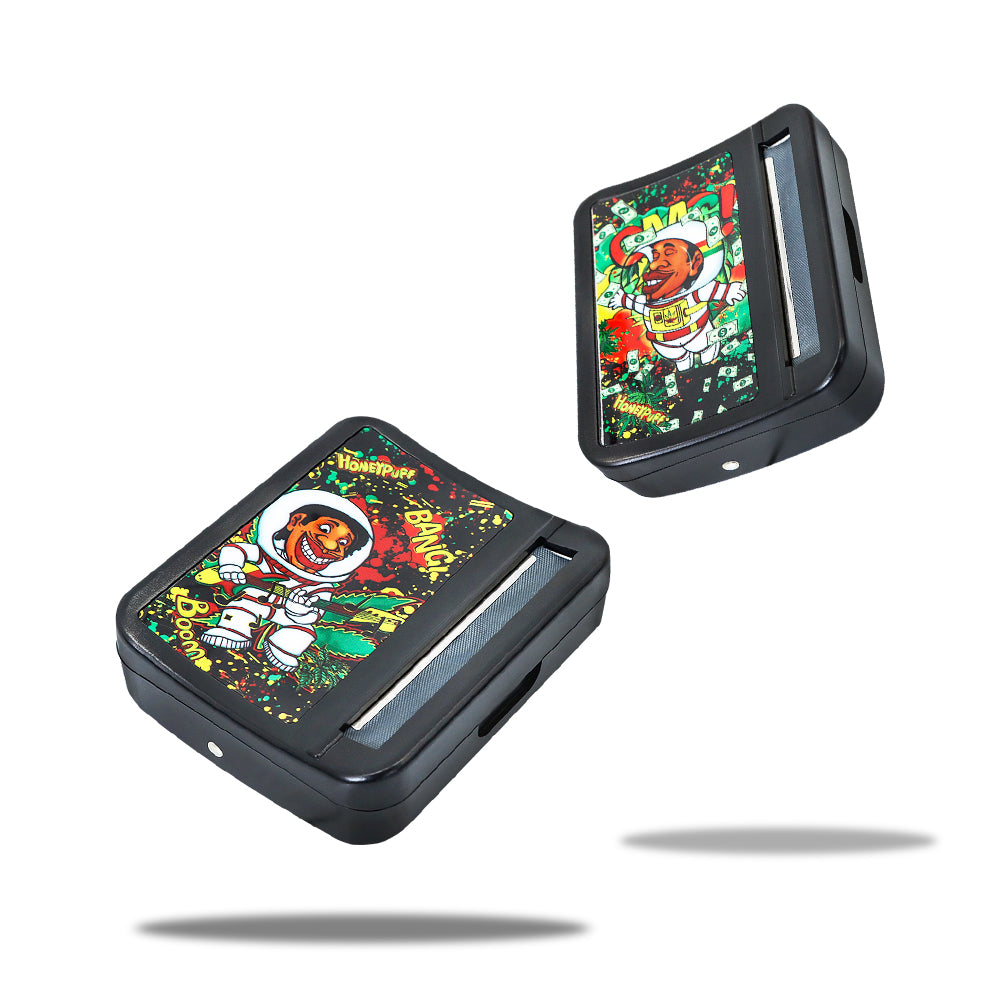 HOEYPUFF 1 1/4 Size Automatic Rolling Machine Case, Black Cigarette Rolling Machine Box with Large Stash Case, 6 PCS / Box