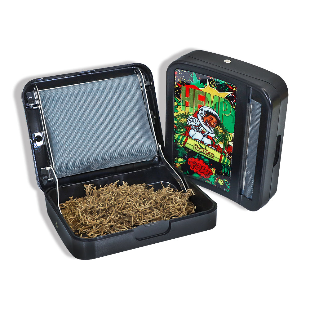HOEYPUFF 1 1/4 Size Automatic Rolling Machine Case, Black Cigarette Rolling Machine Box with Large Stash Case, 6 PCS / Box