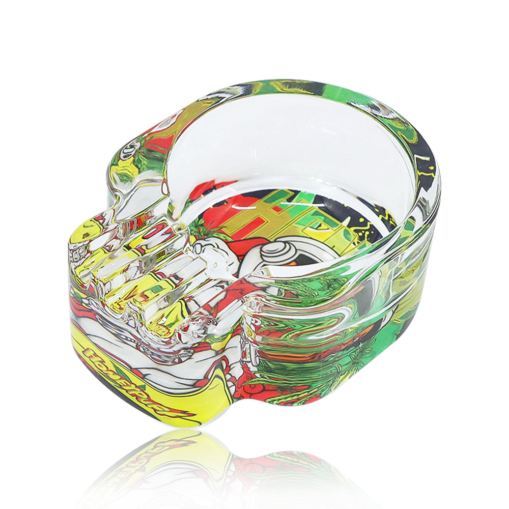 HONEYPUFF Rolling Tray Kit, 7” x 5.5 “ Size Metal Tolling Tray, 4 Lay Zinc Alloy Herb Grinder, Skull Shape Glass Ashtray, Glass Tobacco Pipe With Metal Bowl