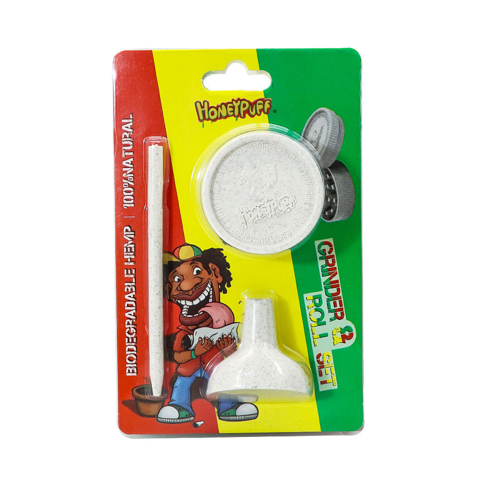 HONEYPUFF Portable Plastic Herb Grinder Kit, 2 Lay Ø 42 Tobacco Grinder, 32 mm Funnel, 91 mm Joint Holder