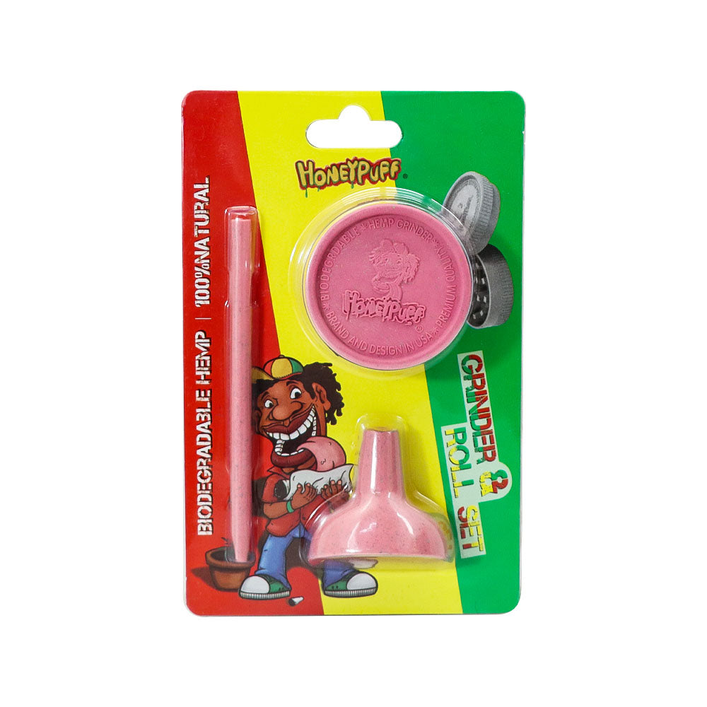 HONEYPUFF Portable Plastic Herb Grinder Kit, 2 Lay Ø 42 Tobacco Grinder, 32 mm Funnel, 91 mm Joint Holder