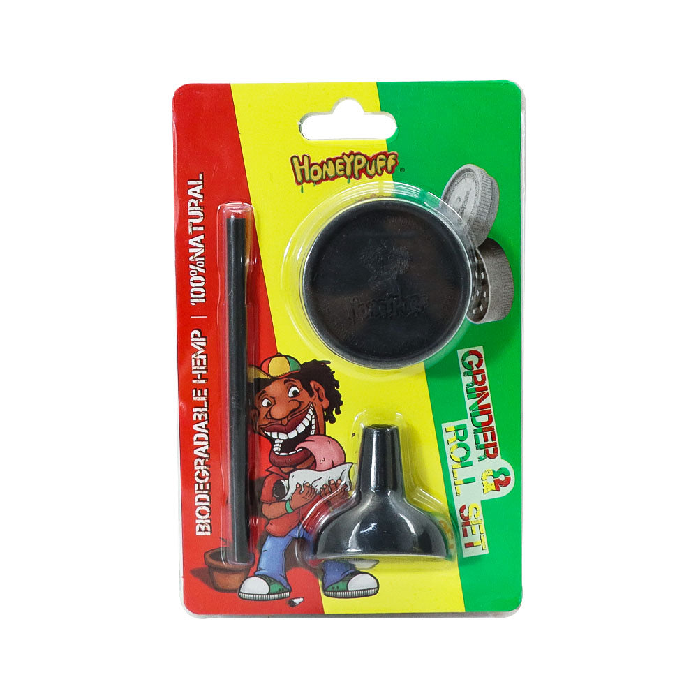 HONEYPUFF Portable Plastic Herb Grinder Kit, 2 Lay Ø 42 Tobacco Grinder, 32 mm Funnel, 91 mm Joint Holder