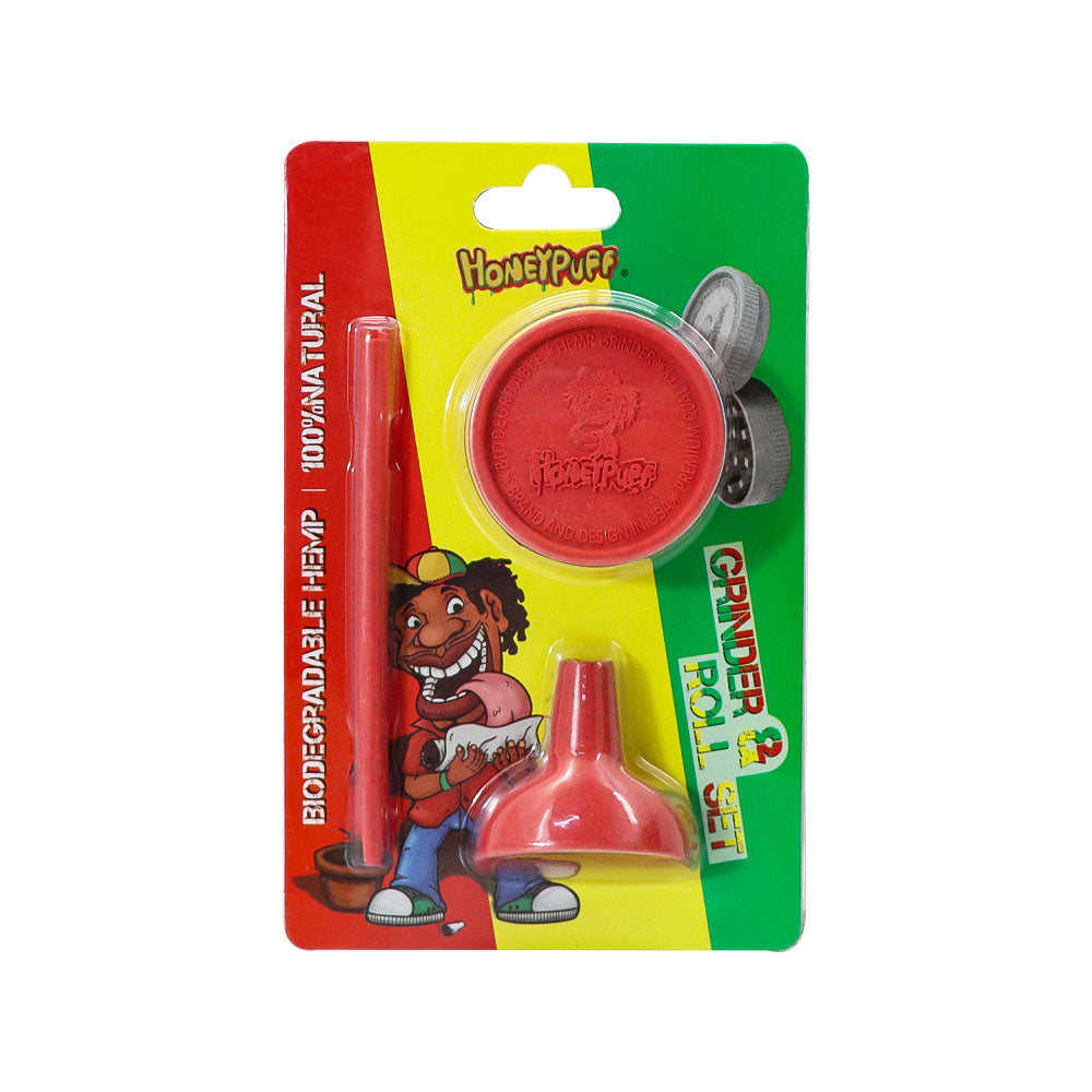 HONEYPUFF Portable Plastic Herb Grinder Kit, 2 Lay Ø 42 Tobacco Grinder, 32 mm Funnel, 91 mm Joint Holder