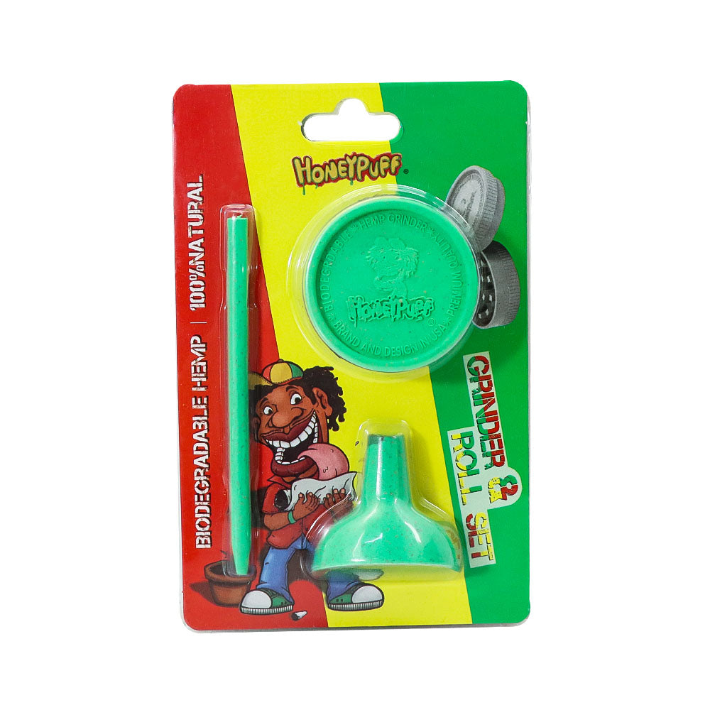 HONEYPUFF Portable Plastic Herb Grinder Kit, 2 Lay Ø 42 Tobacco Grinder, 32 mm Funnel, 91 mm Joint Holder