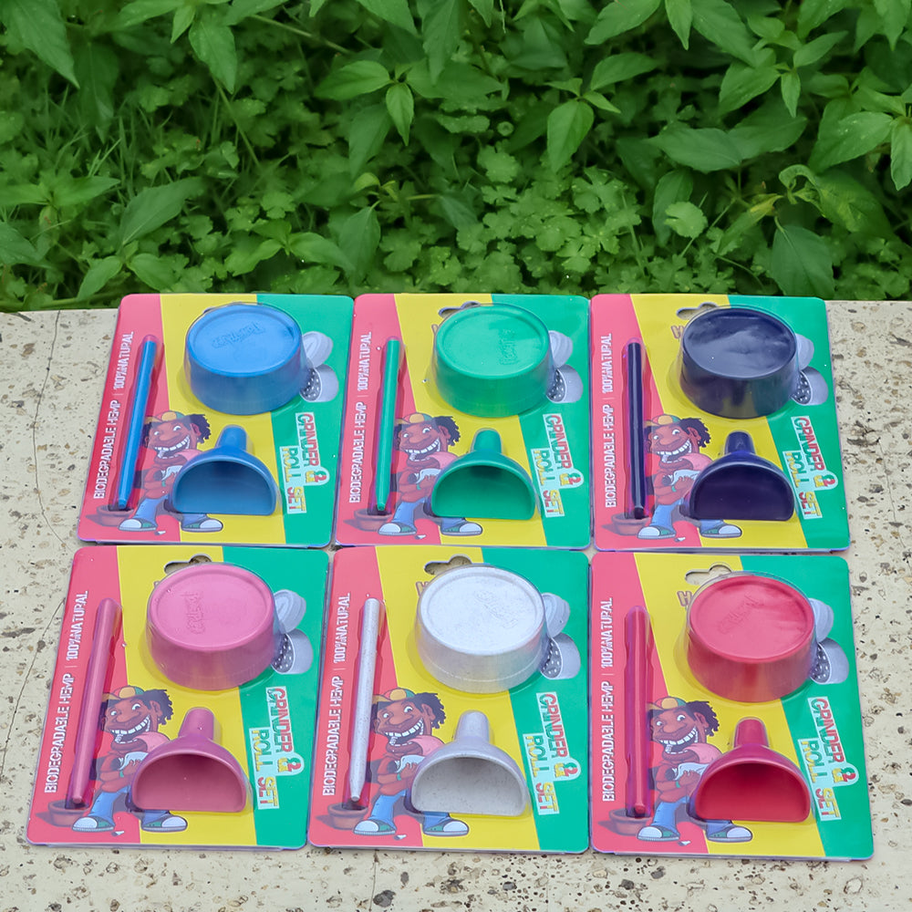 HONEYPUFF Portable Plastic Herb Grinder Kit, 2 Lay Ø 42 Tobacco Grinder, 32 mm Funnel, 91 mm Joint Holder