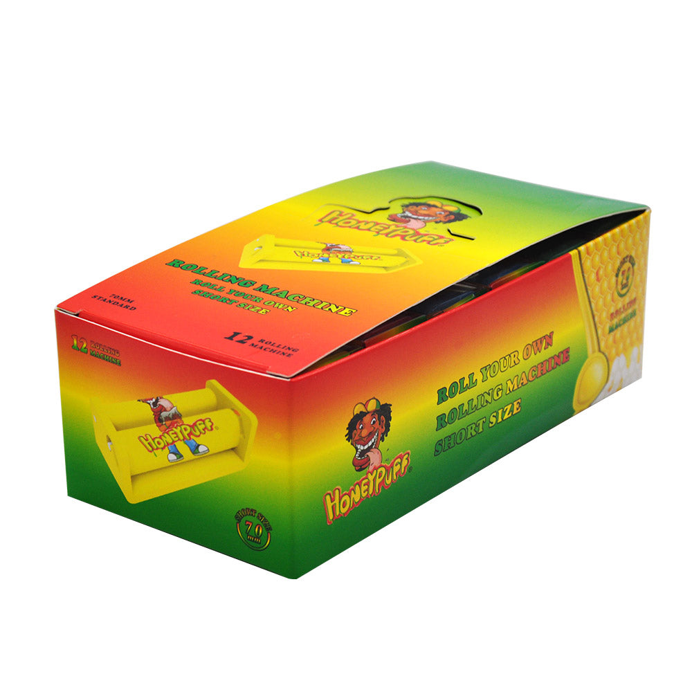 HONEYPUFF Zigarettenrollmaschine aus Kunststoff, Größe 70 mm, bunte Zigarettenpapiermaschine, 12 Stück/Box