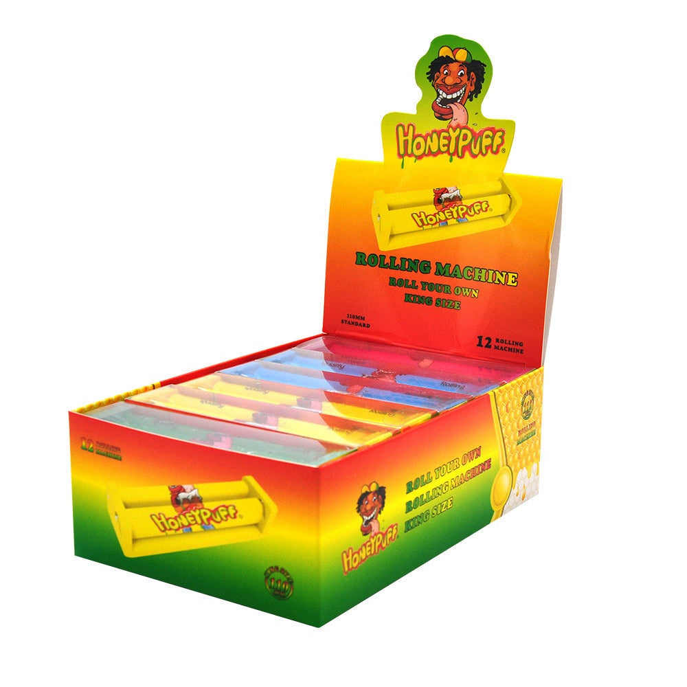 HONEYPUFF King Size Plastic Rolling Machine, Colorful Cigarette Rolling Machine, 12 PCS / Box