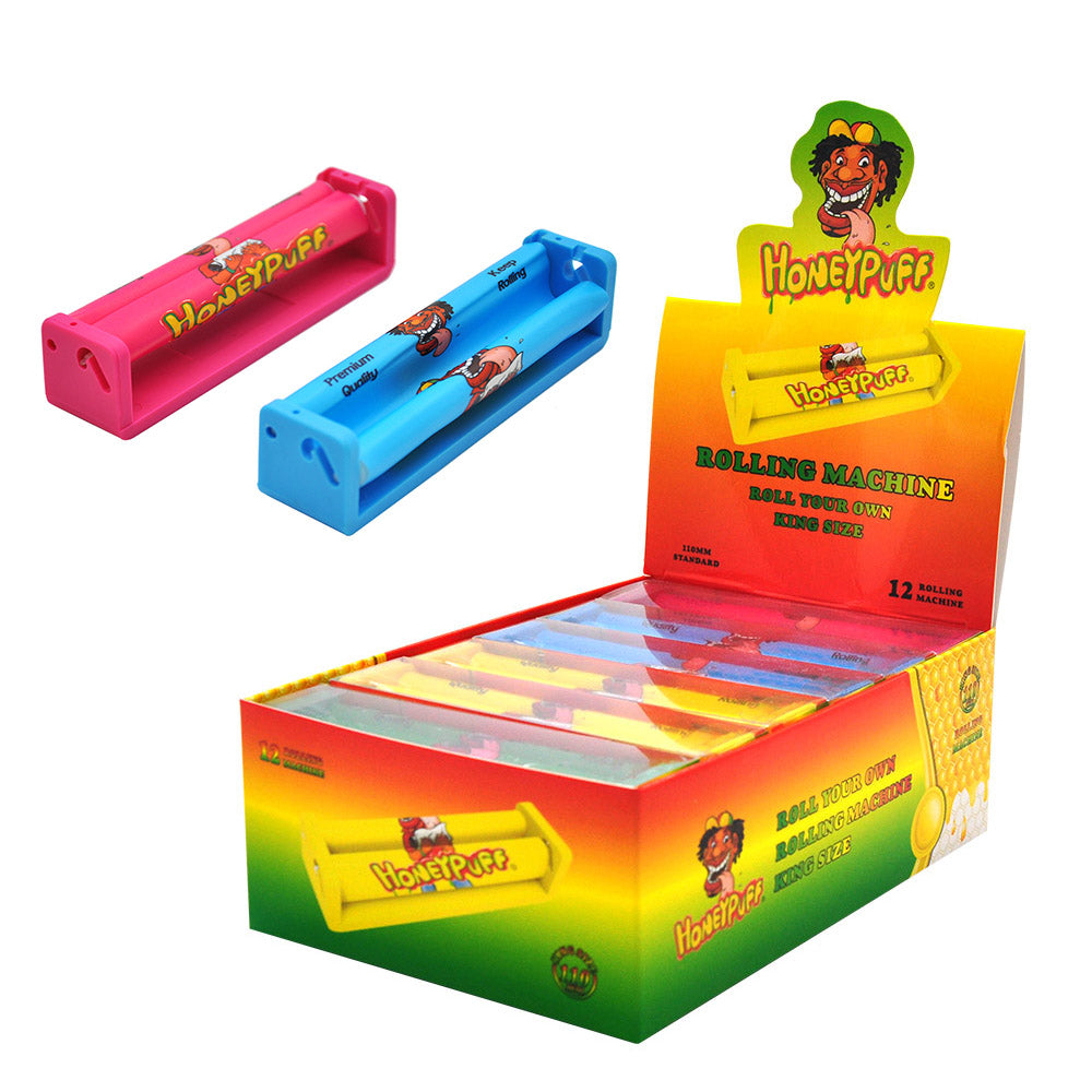 HONEYPUFF King Size Plastic Rolling Machine, Colorful Cigarette Rolling Machine, 12 PCS / Box