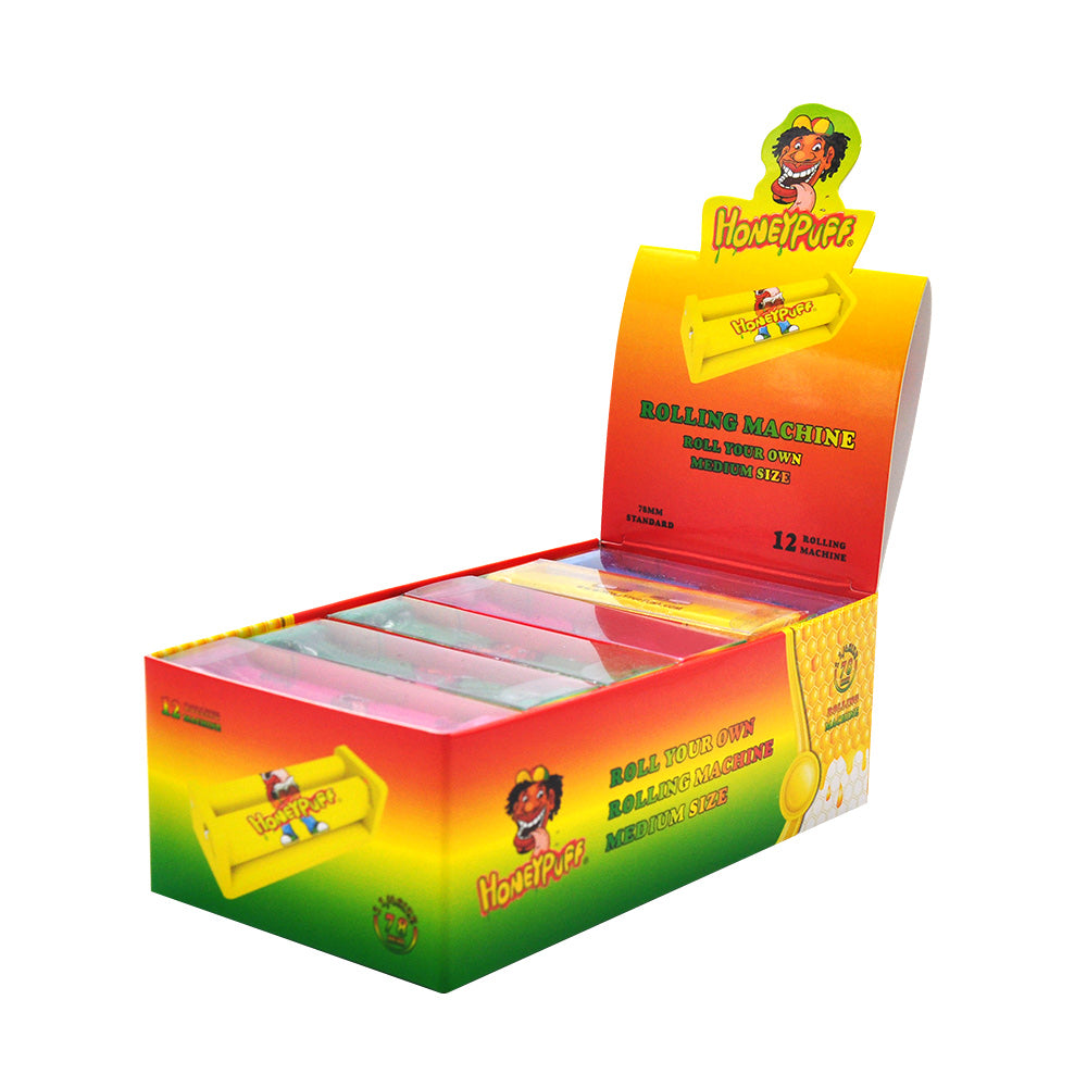 HONEYPUFF 1 1/4 Size Plastic Cigarette Rolling Machine, colorful Rolling Machine, 12 PCS / Box
