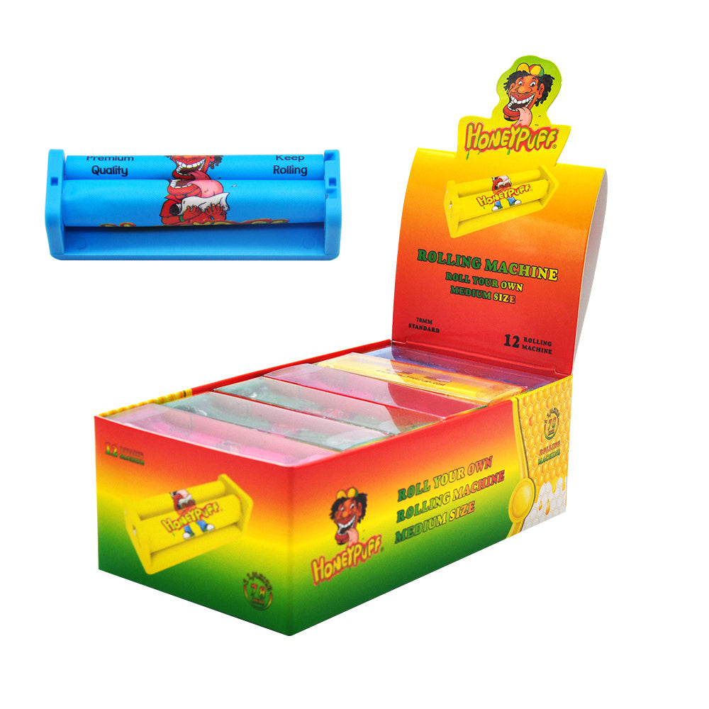 HONEYPUFF 1 1/4 Size Plastic Cigarette Rolling Machine, colorful Rolling Machine, 12 PCS / Box