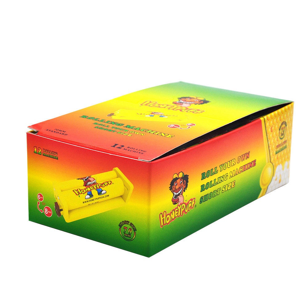 HONEYPUFF 70 mm Size Plastic Cigarette Rolling Machine, Colorful Rolling Paper Machine, 12 PCS / Box
