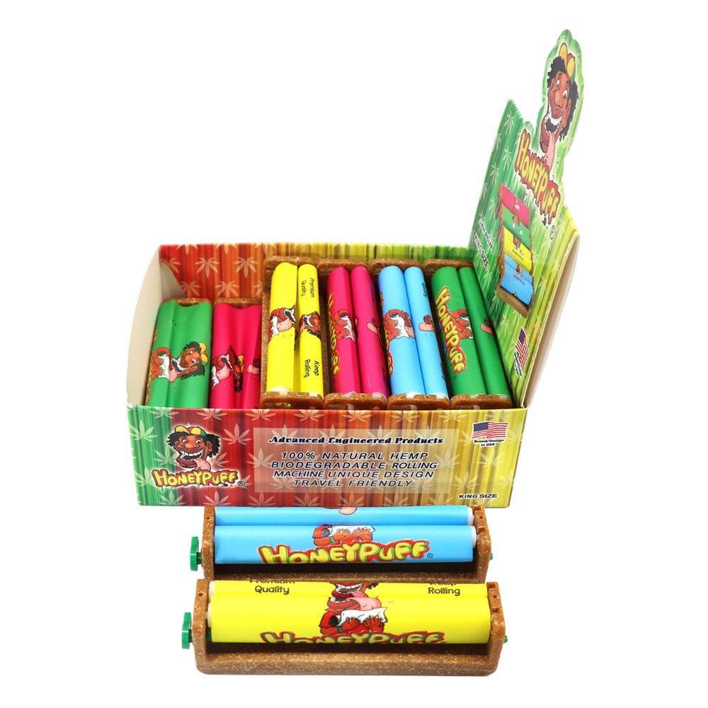 HONEYPUFF Biodegradable Plastic Cigarette Rolling Machine, King Size Rolling Machine, Colorful Rolling Machine, 12 PCS / Box