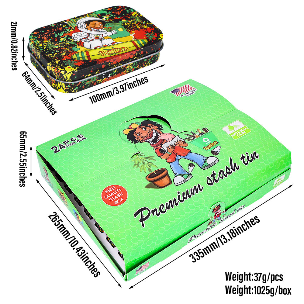 HONEYPUFF Tinplate Tobacco Storage Metal Tin, 100 x 64 x 21 Mm Size Portable Storage Box, 24 PCS / Box