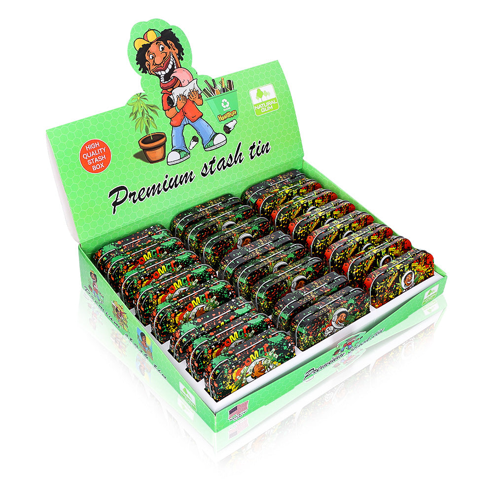 HONEYPUFF Tinplate Tobacco Storage Metal Tin, 100 x 64 x 21 Mm Size Portable Storage Box, 24 PCS / Box