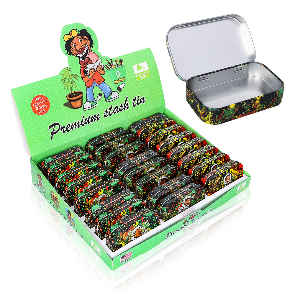 HONEYPUFF Tinplate Tobacco Storage Metal Tin, 100 x 64 x 21 Mm Size Portable Storage Box, 24 PCS / Box