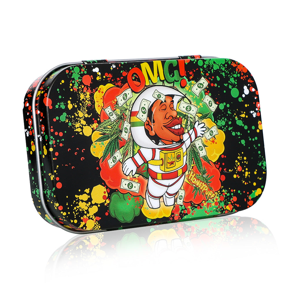 HONEYPUFF Tinplate Tobacco Storage Metal Tin, 100 x 64 x 21 Mm Size Portable Storage Box, 24 PCS / Box