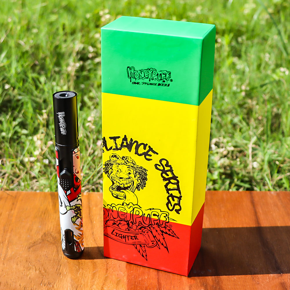 HONEYPUFF Windproof Charged Cigarette Lighter, Rasta Style Lighters, Creative Smoking Metal Lighter
