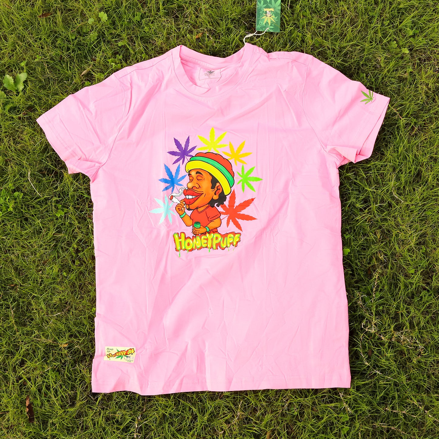 HONEYPUFF Men’s Pink T Shirt, Comfortable Short Sleeve Shirt