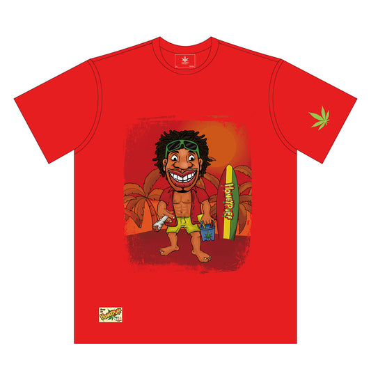 HONEYPUFF Men’s Red T Shirt, Comfortable Short Sleeve Shirt