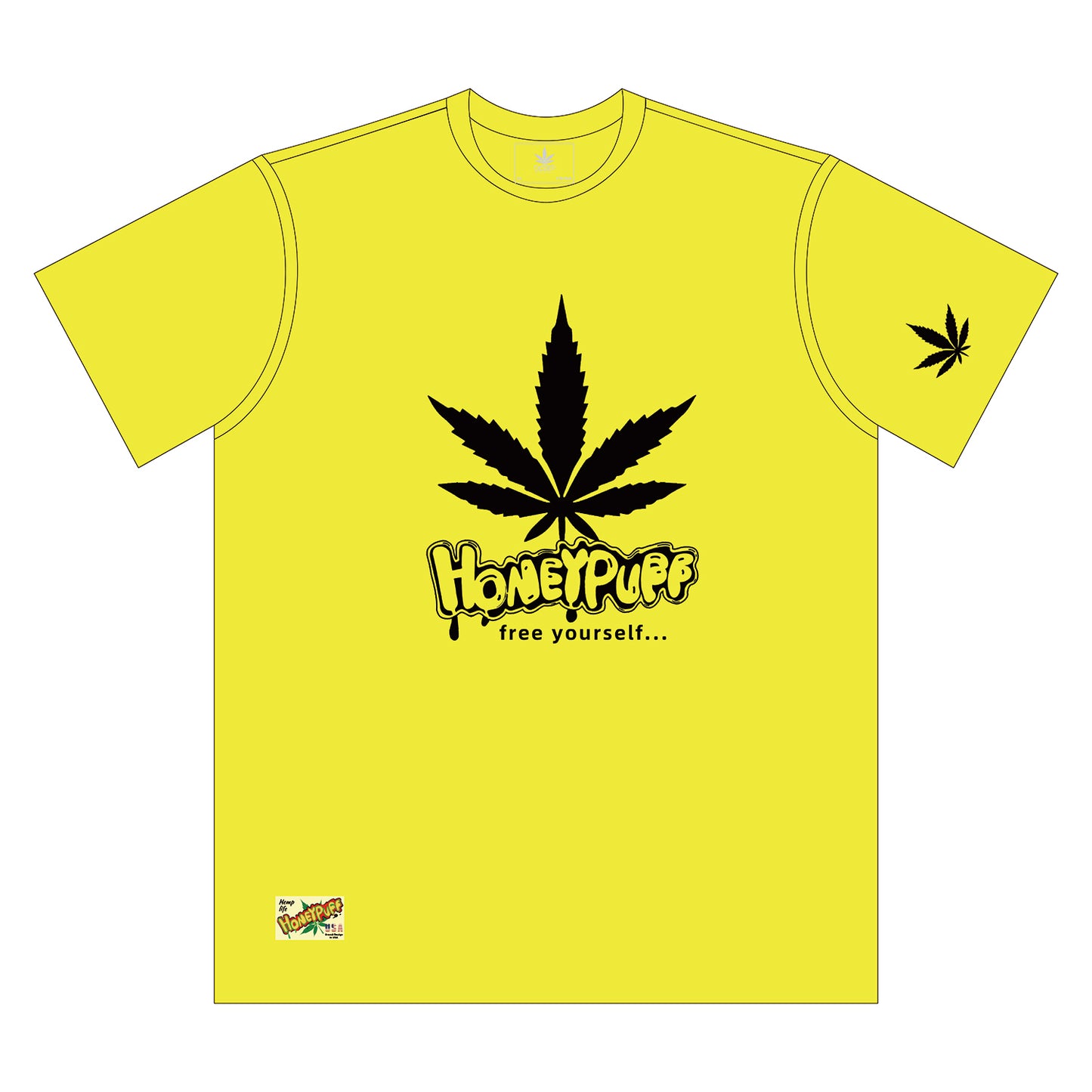 HONEYPUFF Men’s Yellow T Shirt, Comfortable Short Sleeve Shirt