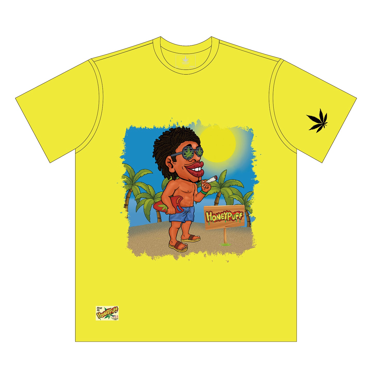 HONEYPUFF Men’s Yellow T Shirt, Comfortable Short Sleeve Shirt