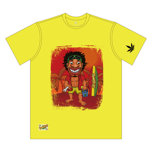 HONEYPUFF Men’s Yellow T Shirt, Comfortable Short Sleeve Shirt
