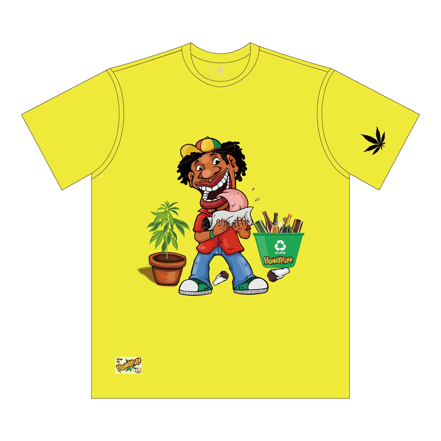HONEYPUFF Men’s Yellow T Shirt, Comfortable Short Sleeve Shirt