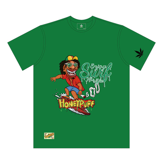 HONEYPUFF Men’s Green T Shirt, Comfortable Short Sleeve Shirt