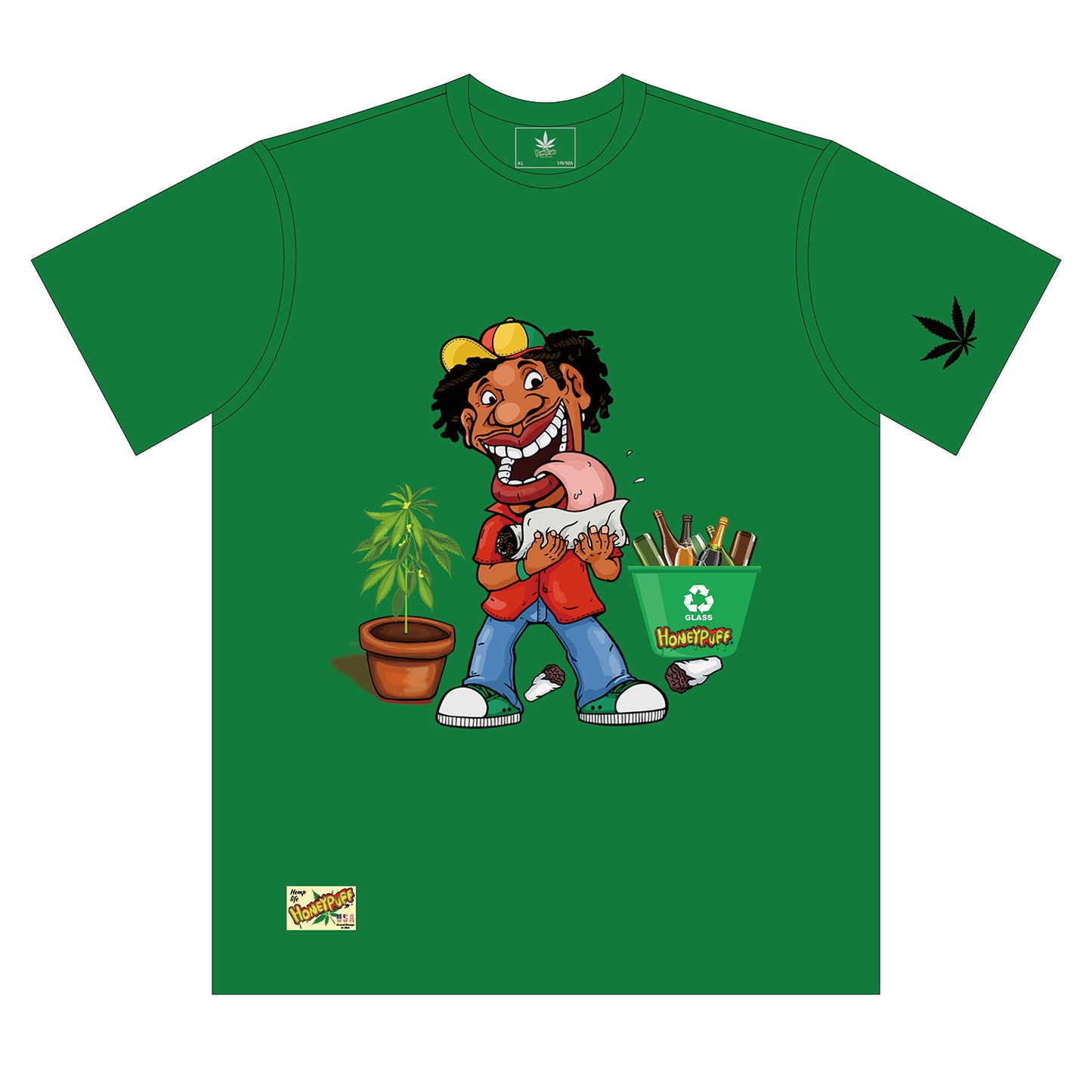 HONEYPUFF Men’s Green T Shirt, Comfortable Short Sleeve Shirt