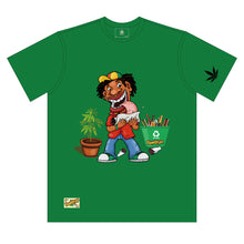 Load image into Gallery viewer, HONEYPUFF Cotton Green Men Printing T Shirt Printing Plain Oversized T-Shirt