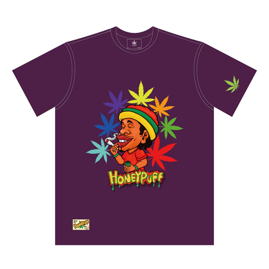 HONEYPUFF Men’s Purple T Shirt, Comfortable Short Sleeve Shirt
