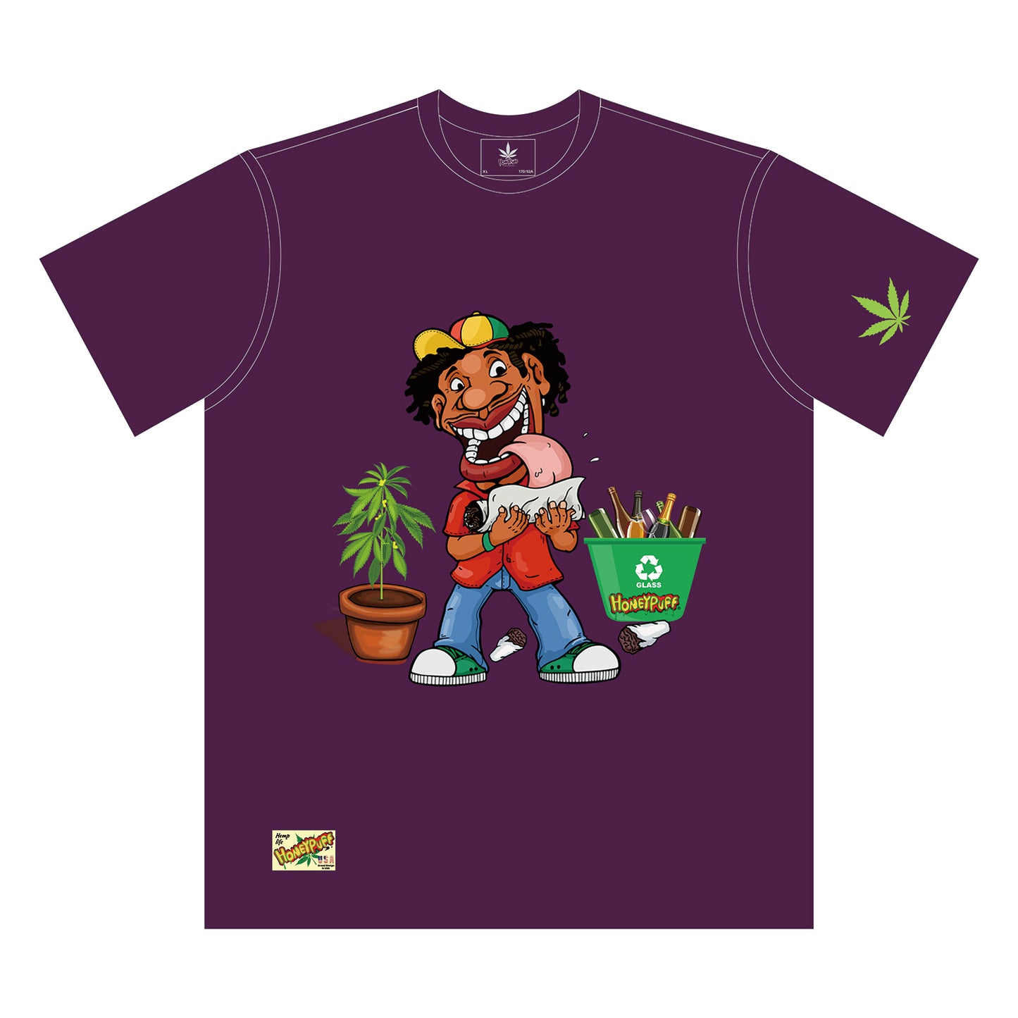 HONEYPUFF Men’s Purple T Shirt, Comfortable Short Sleeve Shirt