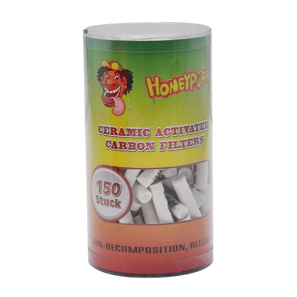 Filtres à charbon actif en céramique Honeypuff, embouts pré-roulés Ø 9, adaptés aux pipes à tabac en bois, 150 filtres par pot