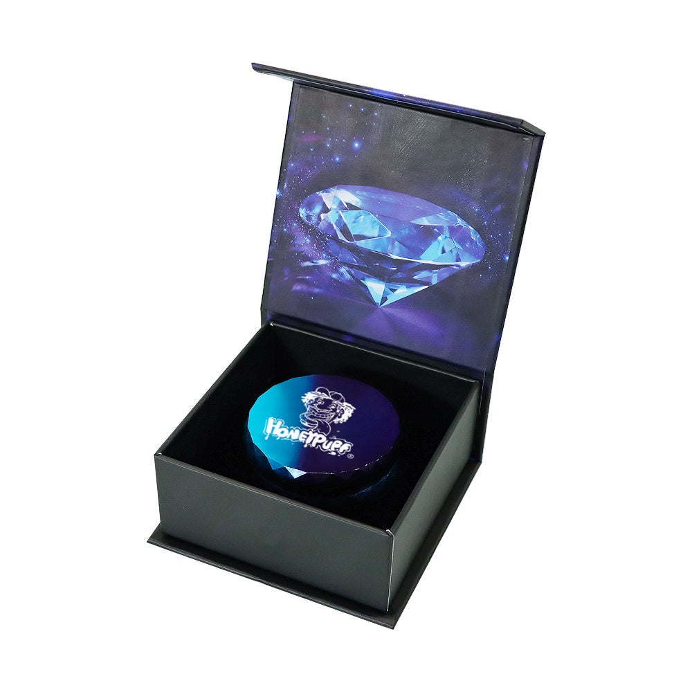 HONEYPUFF Diamond Design Zinc Alloy Herb Grinder, 63 mm 4 Layers Metal Tobacco Grinder, Beautiful Color Weed Grinder