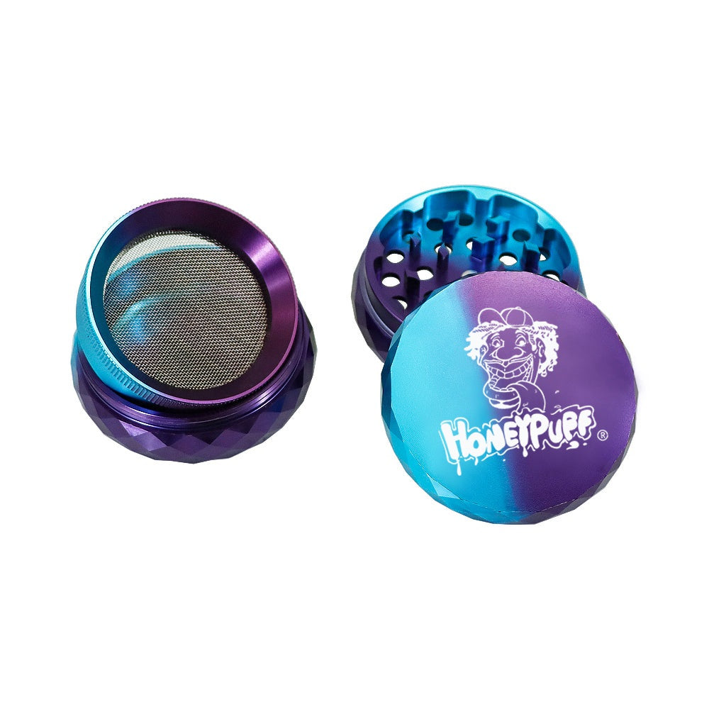 HONEYPUFF Diamond Design Zinc Alloy Herb Grinder, 63 mm 4 Layers Metal Tobacco Grinder, Beautiful Color Weed Grinder