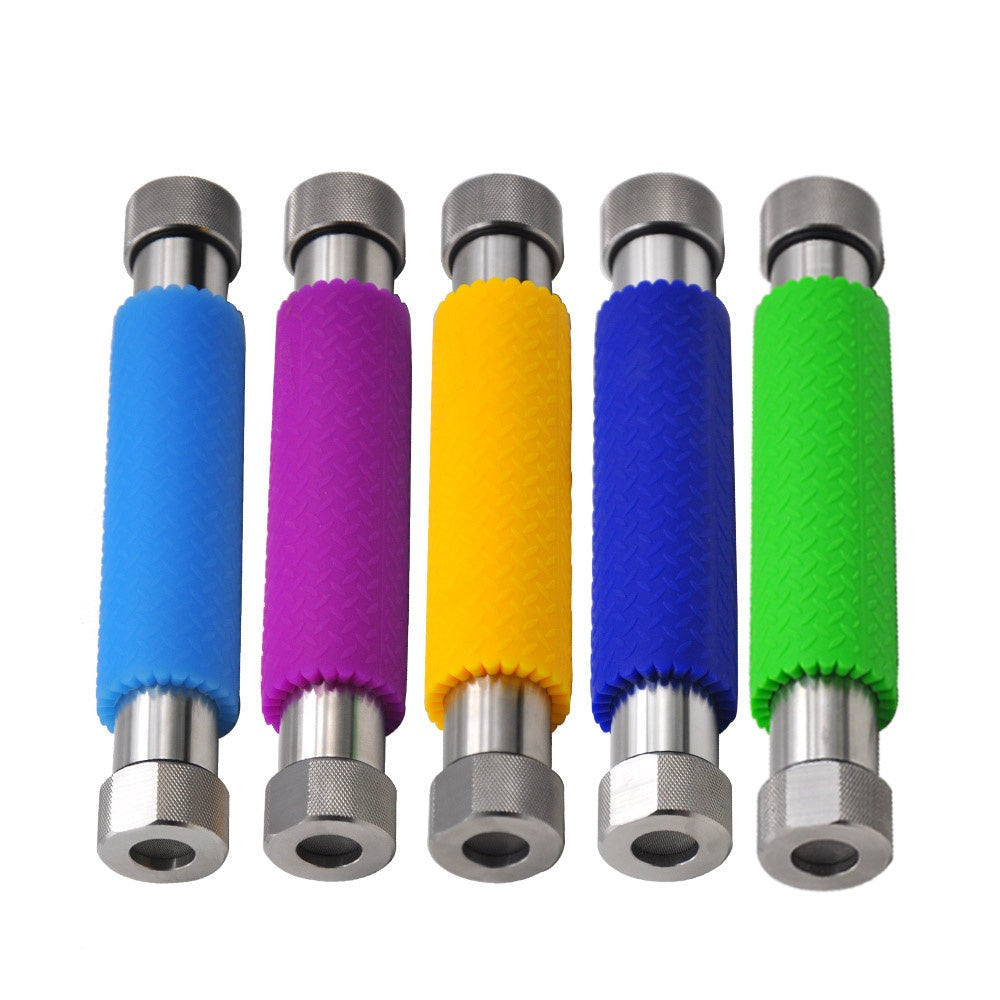 HONEYPUFF Stainless Steel Cannabis Oil Extractor; super easy to use and includes a heavy duty filter and silicone grip for ease of use.
